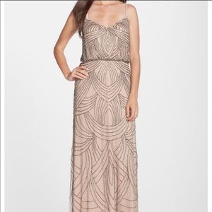 Adrianna Papell Beaded Chiffon Gown Brand New